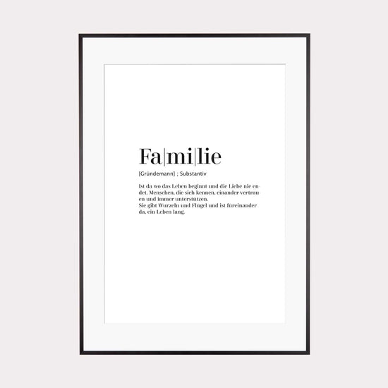 Print personalisierbar | Familie - Worterklärung Definition à la Duden