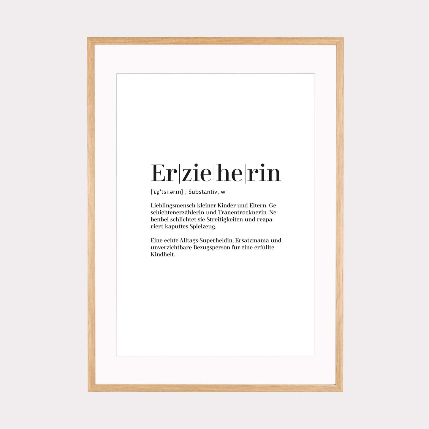 Art Print | Erzierherin - Worterklärung Definition à la Duden